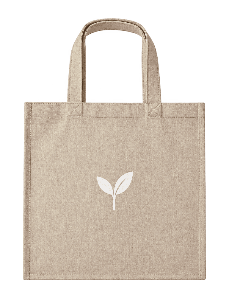 Bolsa de friselina natural impresa con motivo ecológico