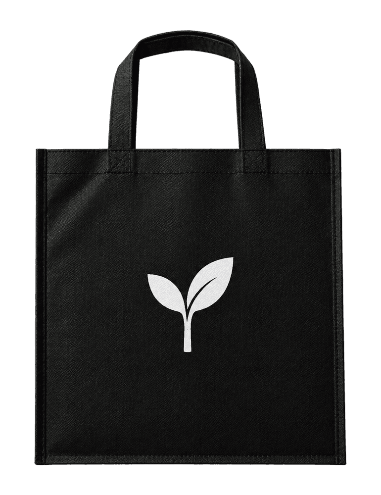 Bolsa de friselina negra impresa con motivo ecológico