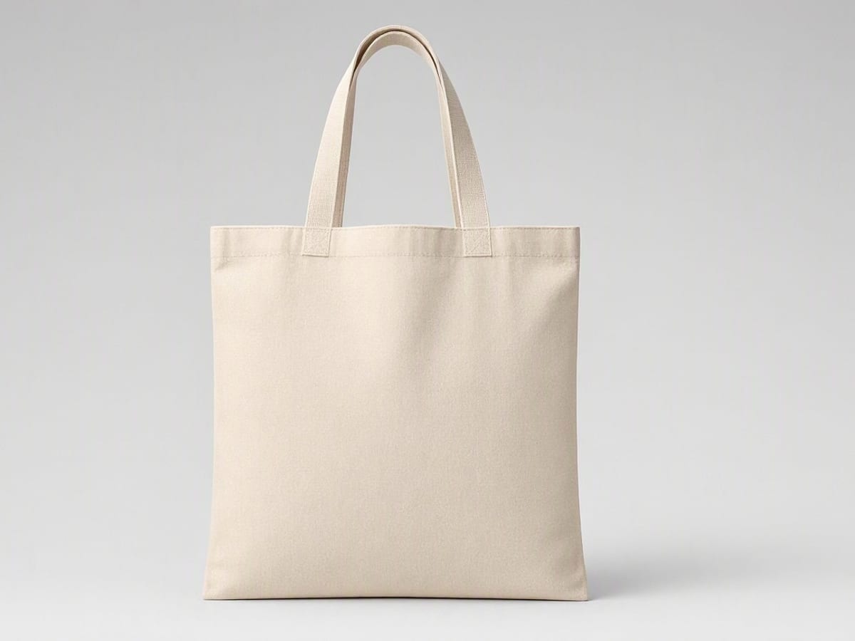 Bolsa de lienzo color natural de 15 por 20 cm con asas